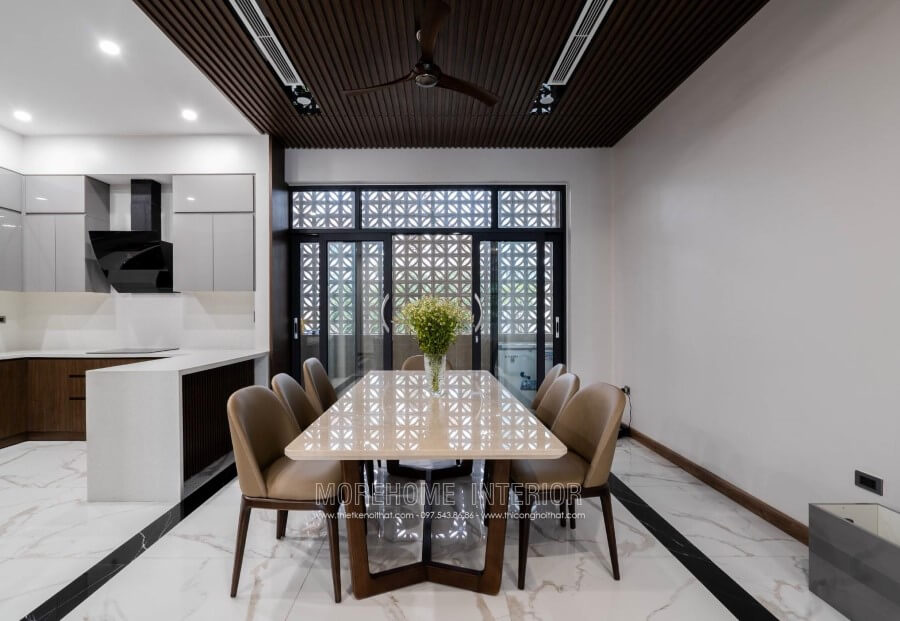Thiết kế thi công phòng bếp tiện nghi trong mẫu biệt thự tại Vinh - Nghệ An Thiết kế phòng bếp, tủ bếp đẹp