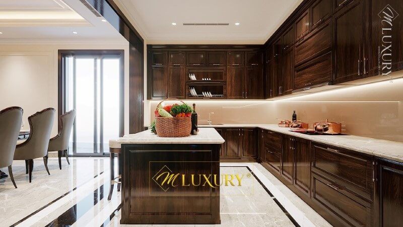 Mẫu đá nhân tạo ốp bếp màu trắng chất lượng cho không gian biệt thự