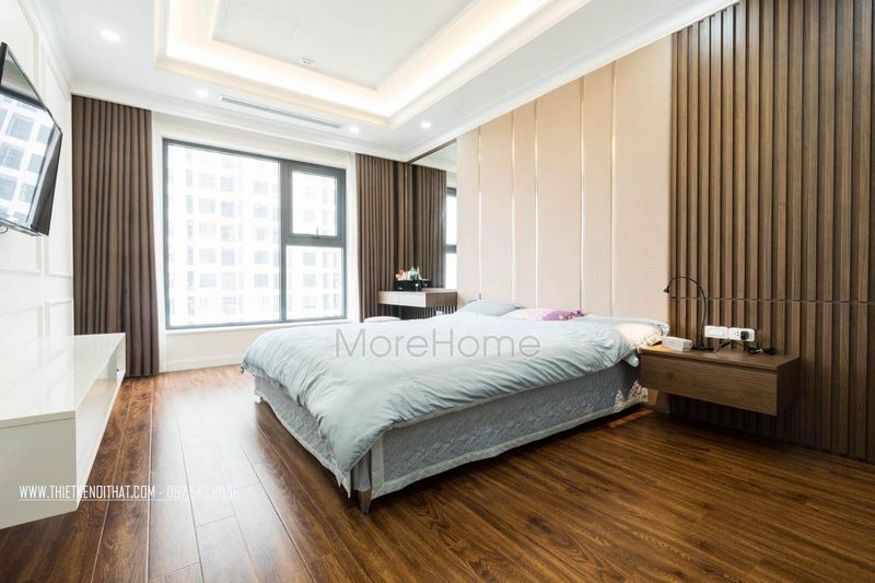 Không gian hiện đại với sự tinh tế của phòng ngủ master tại chung cư An Bình City.