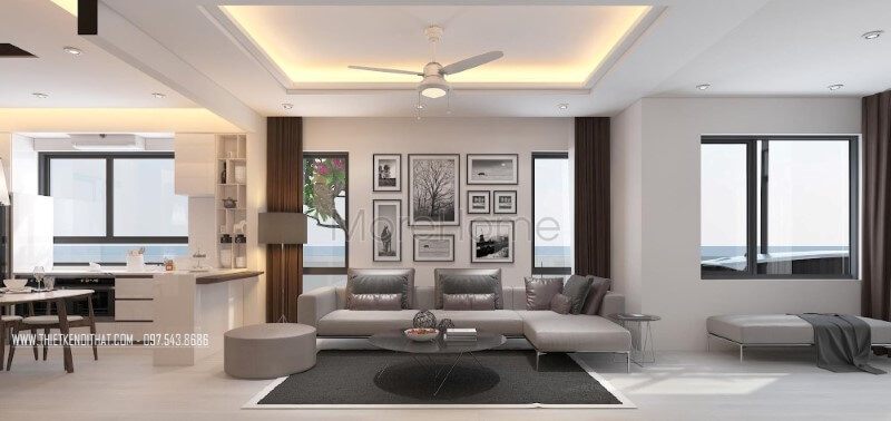 Không gian biệt thự, nhà phố sẽ được trang trí bằng một phòng khách hiện đại và thông thoáng, mang đến một ý tưởng độc đáo.